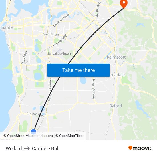 Wellard to Carmel - Bal map