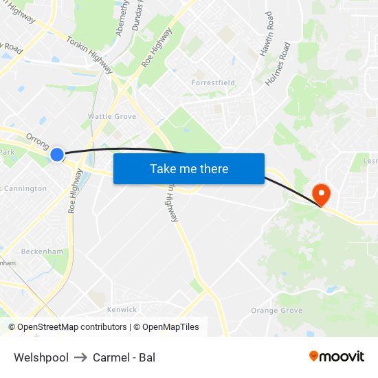 Welshpool to Carmel - Bal map