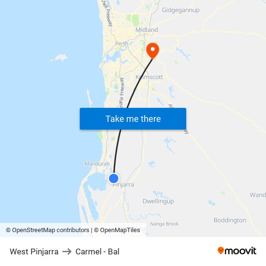 West Pinjarra to Carmel - Bal map