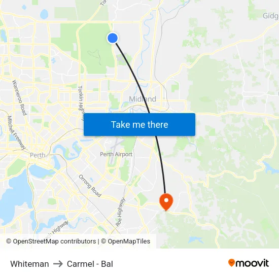 Whiteman to Carmel - Bal map