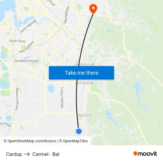 Cardup to Carmel - Bal map