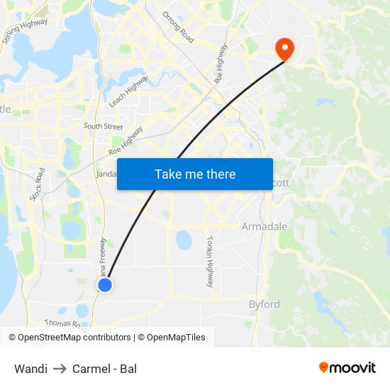 Wandi to Carmel - Bal map