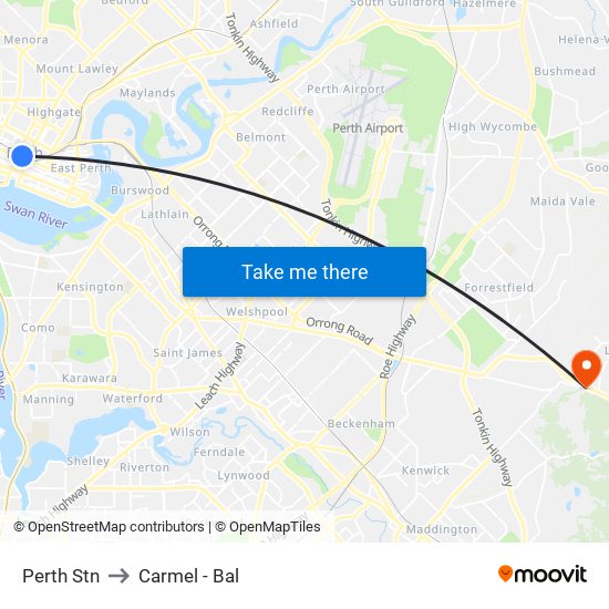 Perth Stn to Carmel - Bal map