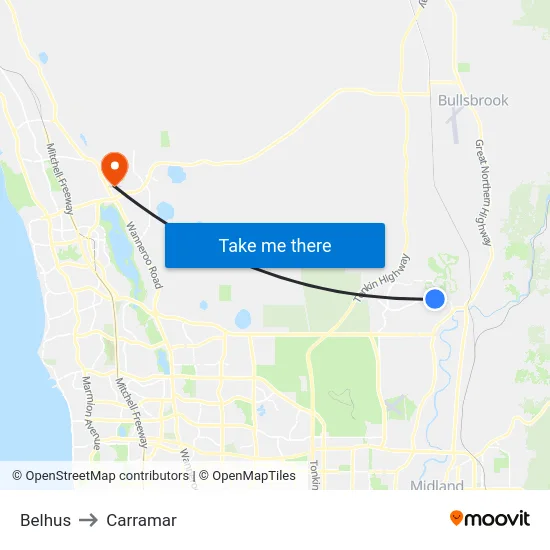 Belhus to Carramar map