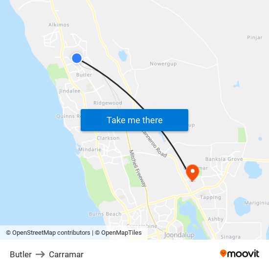 Butler to Carramar map