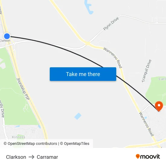 Clarkson to Carramar map