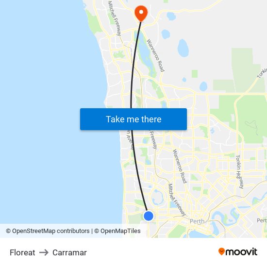 Floreat to Carramar map