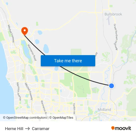 Herne Hill to Carramar map