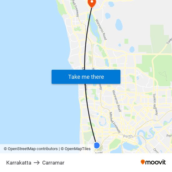 Karrakatta to Carramar map