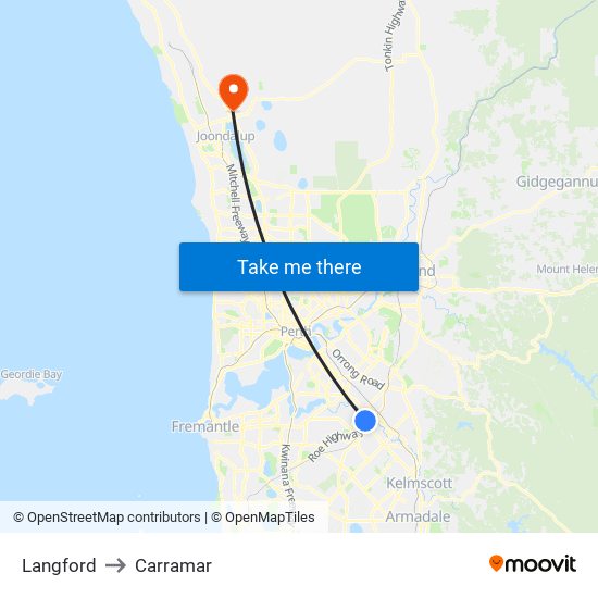 Langford to Carramar map