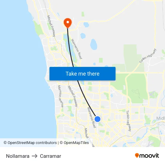 Nollamara to Carramar map