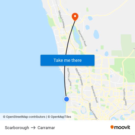 Scarborough to Carramar map