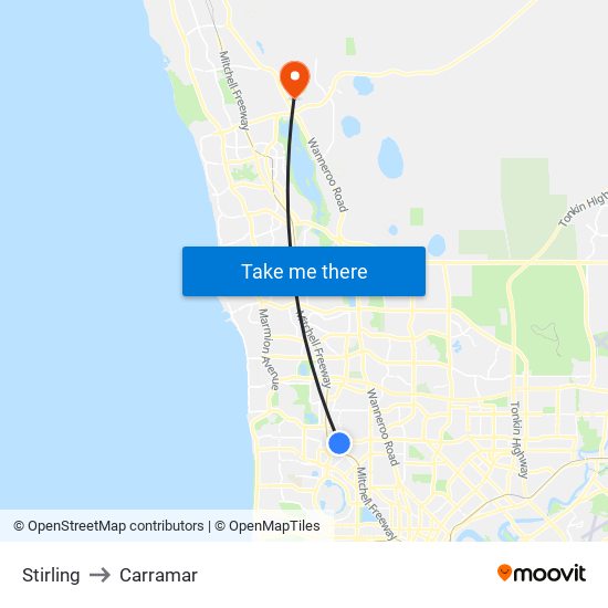 Stirling to Carramar map