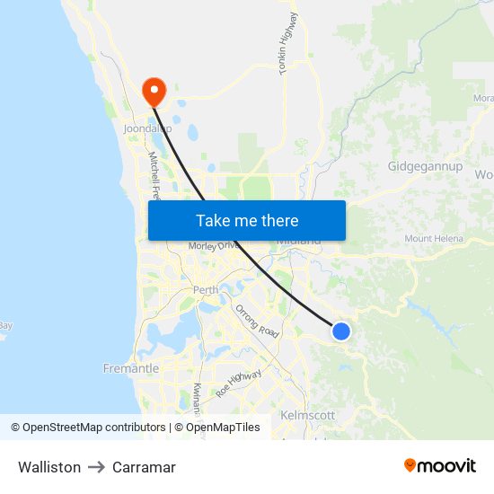 Walliston to Carramar map