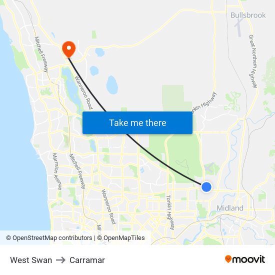 West Swan to Carramar map