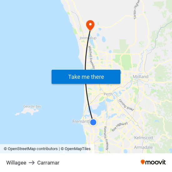 Willagee to Carramar map