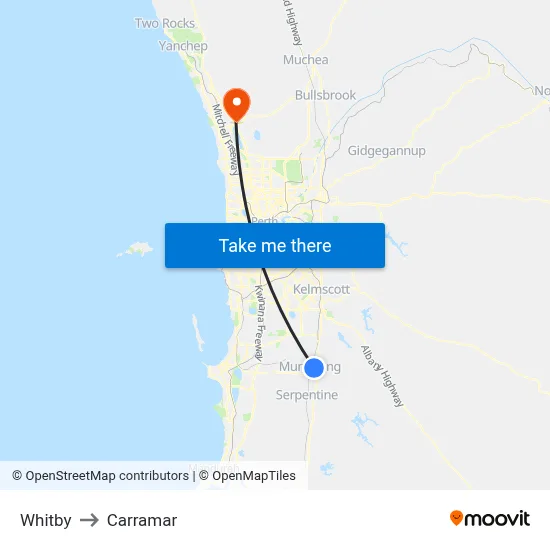 Whitby to Carramar map