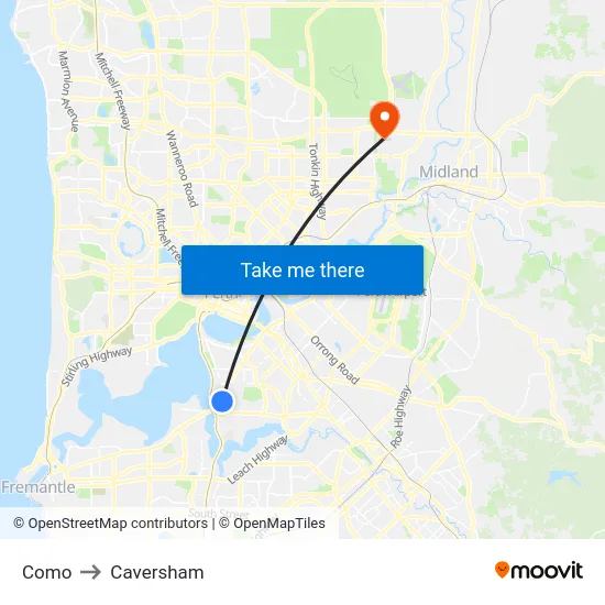 Como to Caversham map