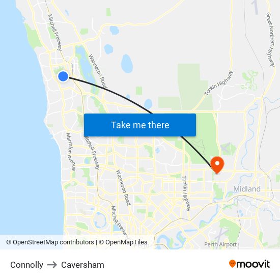 Connolly to Caversham map