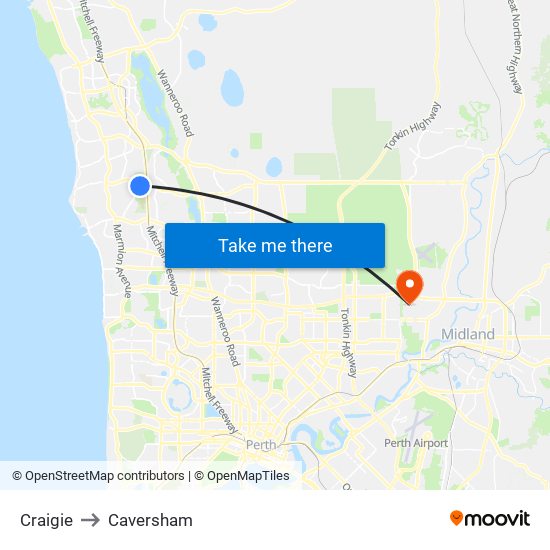 Craigie to Caversham map