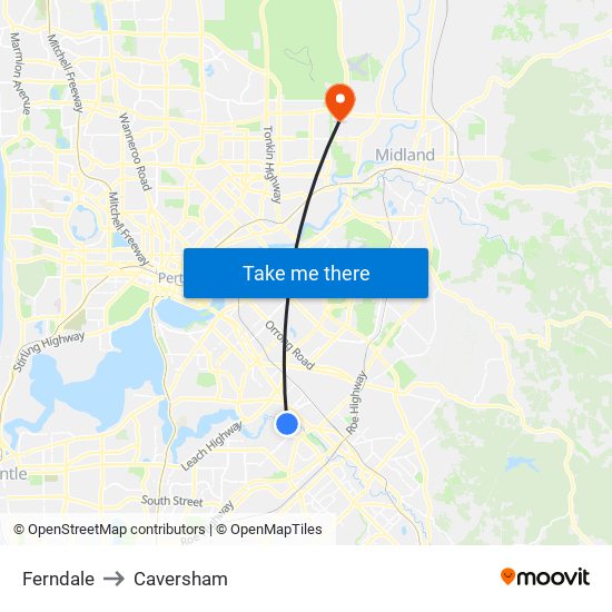 Ferndale to Caversham map