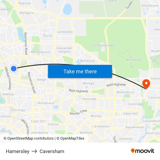 Hamersley to Caversham map