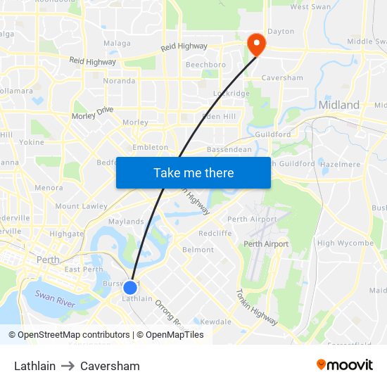 Lathlain to Caversham map