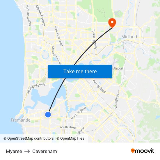 Myaree to Caversham map