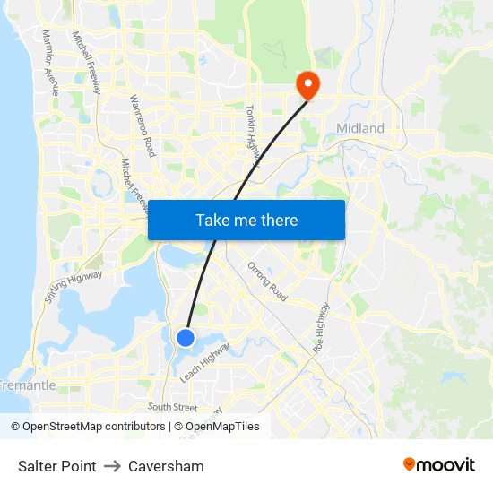 Salter Point to Caversham map