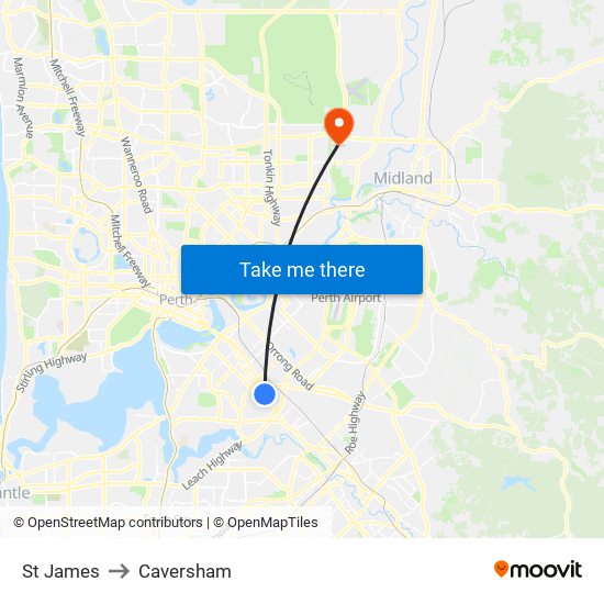 St James to Caversham map