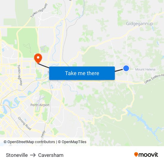 Stoneville to Caversham map