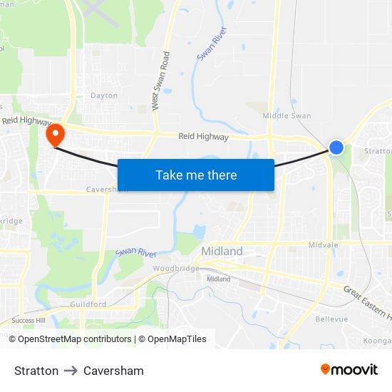 Stratton to Caversham map