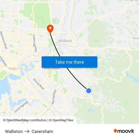 Walliston to Caversham map