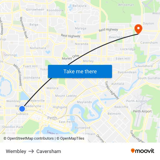 Wembley to Caversham map