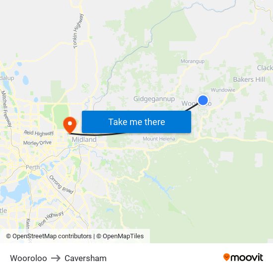 Wooroloo to Caversham map