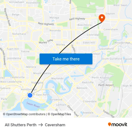 All Shutters Perth to Caversham map