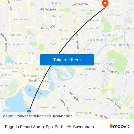 Pagoda Resort &amp; Spa, Perth to Caversham map