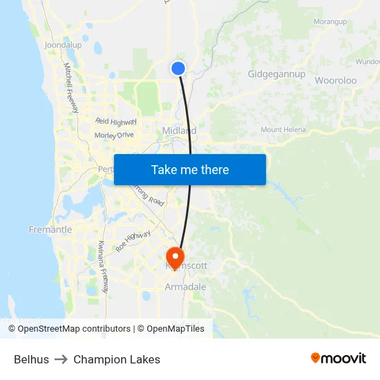 Belhus to Champion Lakes map