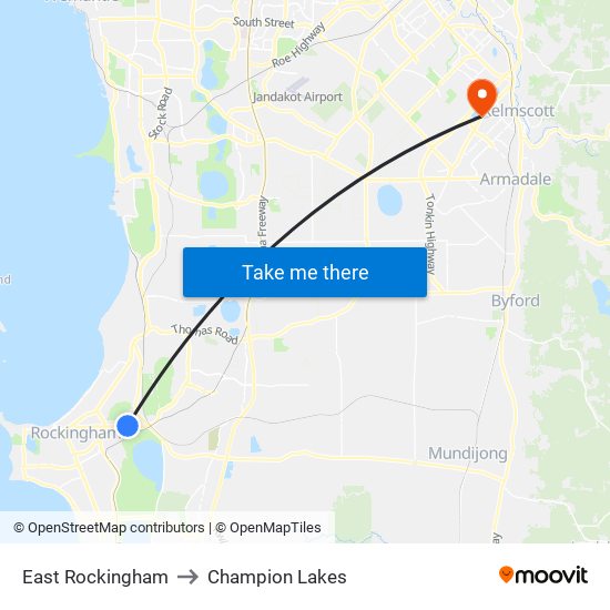 East Rockingham to Champion Lakes map
