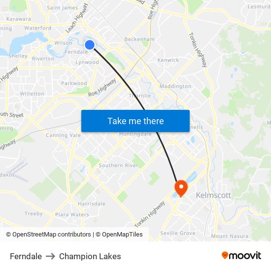 Ferndale to Champion Lakes map