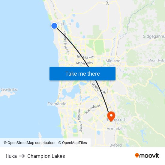 Iluka to Champion Lakes map