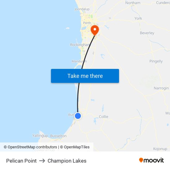 Pelican Point to Champion Lakes map