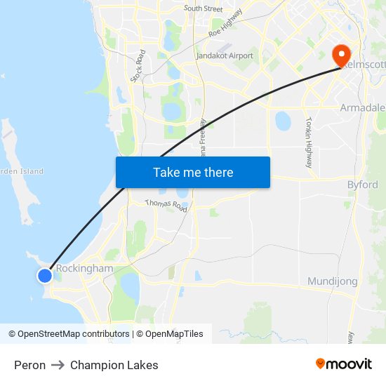 Peron to Champion Lakes map