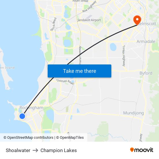 Shoalwater to Champion Lakes map