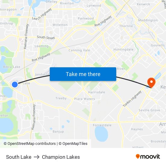 South Lake to Champion Lakes map