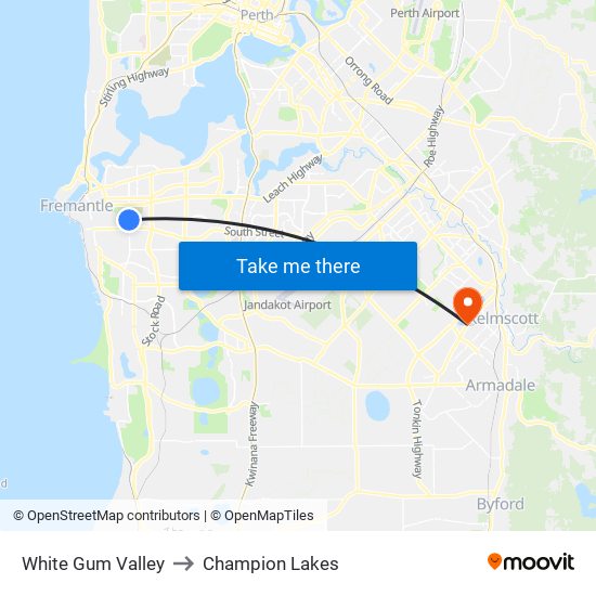 White Gum Valley to Champion Lakes map