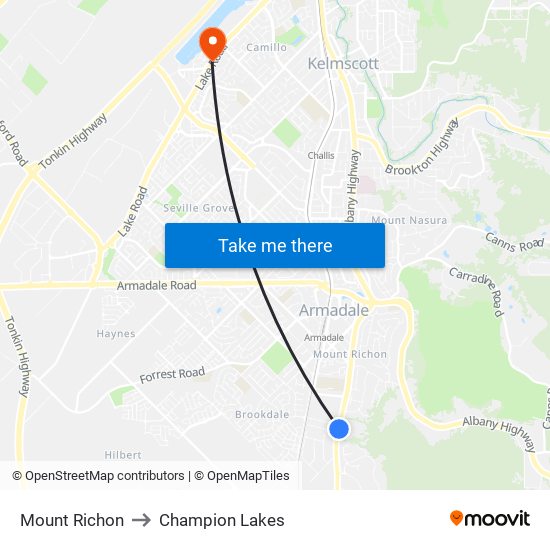 Mount Richon to Champion Lakes map