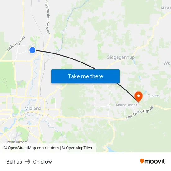 Belhus to Chidlow map