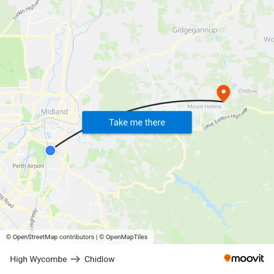 High Wycombe to Chidlow map
