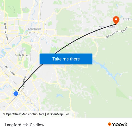 Langford to Chidlow map